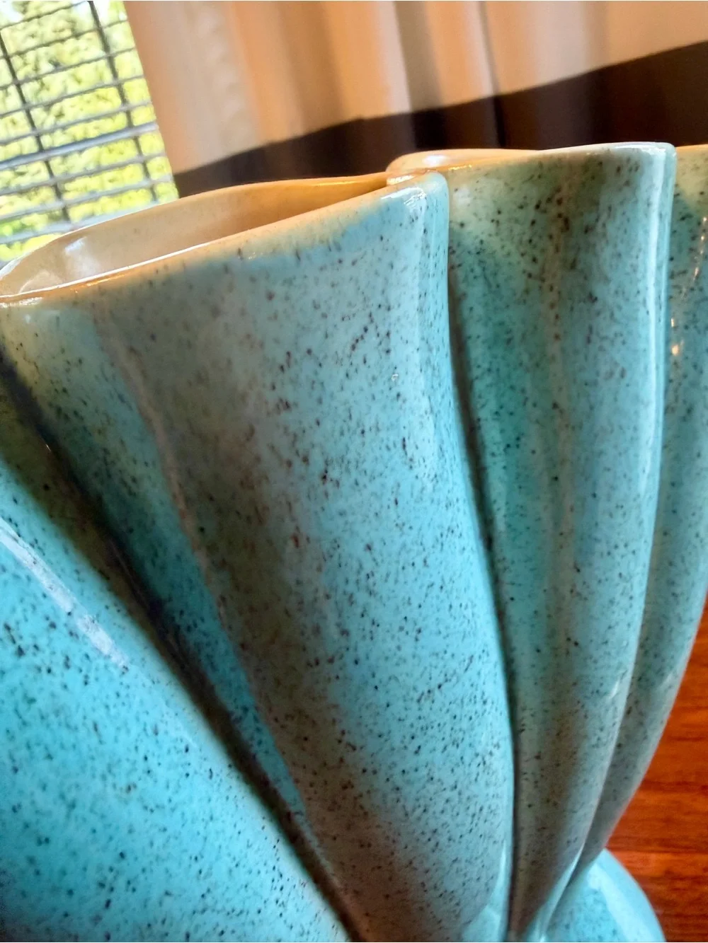 Vintage Red Wing USA Turquoise Speckled Art Pottery Vase #416-10 Mid Century Mod